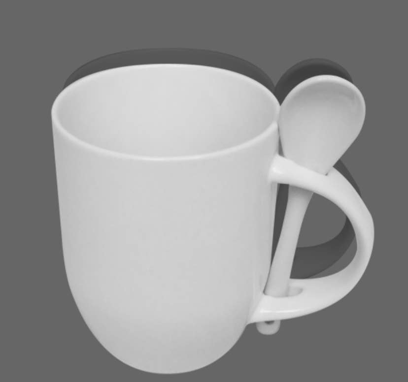 12oz White Ceramic Sublimation Spoon Mug